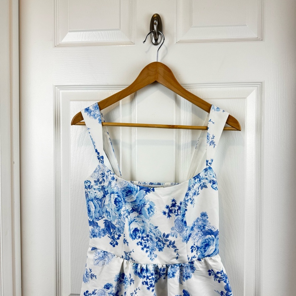 NWT Sachin & Babi Blaine Taffeta Square Neck Midi Dress in Chinoiserie 2 - Picture 7 of 12